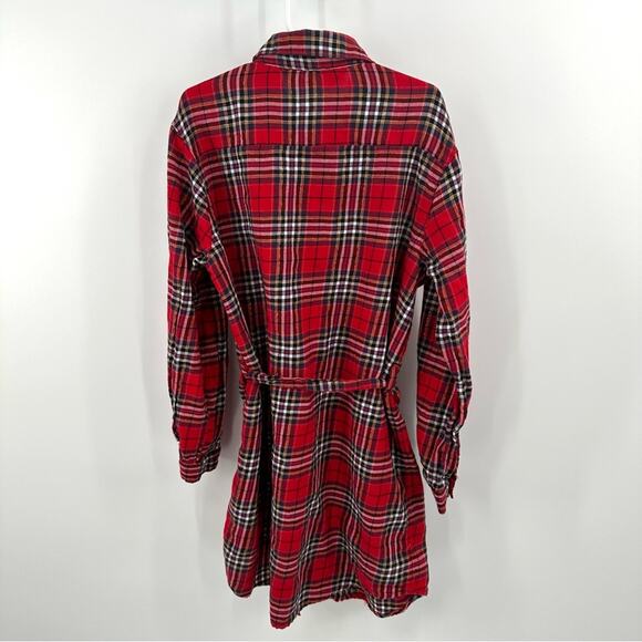 H&M girl’s belted red checkered plaid button down shirt dress Size US 10 - Picture 8 of 8